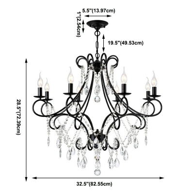 European Style Hanging Light Kit 8 Light Crystal Chandelier for Living Room Bedroom