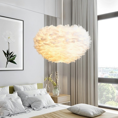 Feather Hanging Ceiling Lights 3 Light Suspension Light for Living Room Bedroom