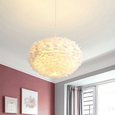 Feather Material Hanging Ceiling Lights 3 Light Suspension Light for Living Room Bedroom