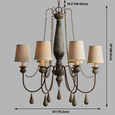 French Style Hanging Ceiling Light Wood Beads Chandelier for Bedroom
