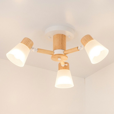 Modern Style LED Flushmount Light Nordic Style Wood Glass Celling Light for Bedroom Living Room