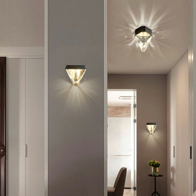 Postmodern Style Flush Mount Wall Sconce Warm Light Crystal Wall Sconces for Living Room