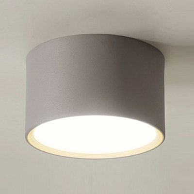 White Led Flush Light Cylinder Shade Modern Style Metal Led Surface Mount Ceiling Lights for Dining Room