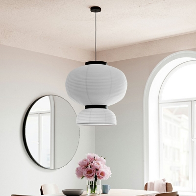 1-Light Ceiling Pendant Lamp Modern Style Ball Shape Fabric Hanging Lighting