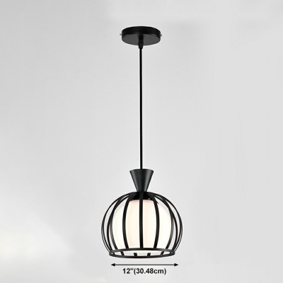 1-Light Hanging Ceiling Lights Contemporary Style Cage Shape Metal Pendant Lighting Fixtures