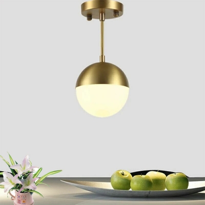 1-Light Hanging Fixture Minimal Style Globe Shape Metal Down Mini Pendant