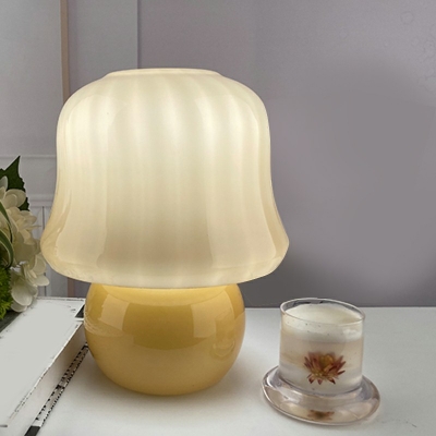 1-Light Nightstand Lamps Minimalism Style Bell Shape Glass Table Light