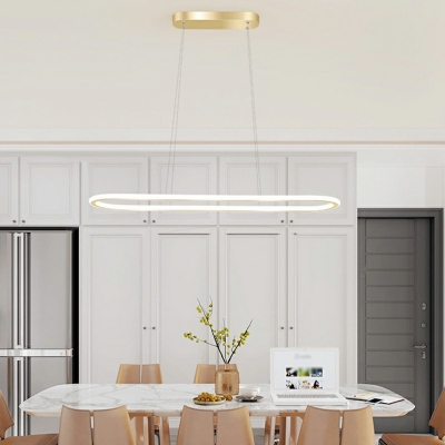 1 Light Oval Shade Hanging Light Modern Style Metal Pendant Light for Dining Room