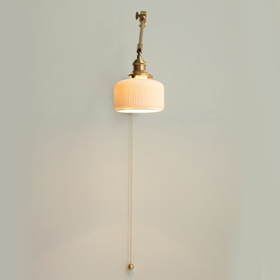 1-Light Sconce Lamp Minimal Style Drum Shape Metal Wall Lighting Fixtures