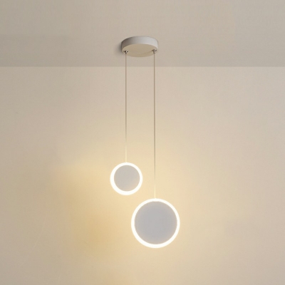 2-Light Cluster Pendant Minimalist Style Round Shape Metal Third Gear Light Hanging Lamps