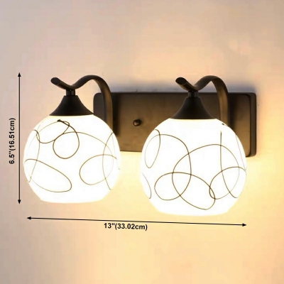 2-Light Sconce Lamp Traditional Style Globe Shape Metal Wall Lighting Fixtures