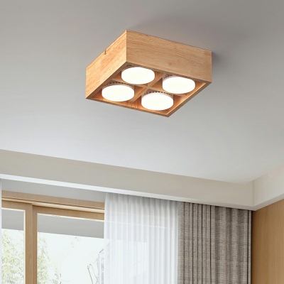 4 Lights Square Shade Flush Light Modern Style Acrylic Led Flush Light for Living Room