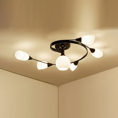 6-Light Semi Flush Mount ​Traditional Style Ball Shape Metal Ceiling Light Fixtur