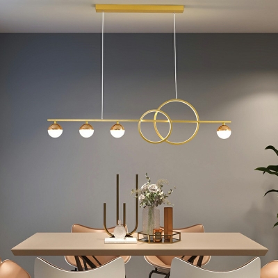6 Lights Globe Shade Hanging Light Modern Style Metal Pendant Light for Living Room