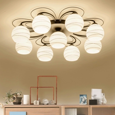 9-Light Semi Flush Mount Lighting ​Traditional Style Ball Shape Metal Ceiling Light Fixtur