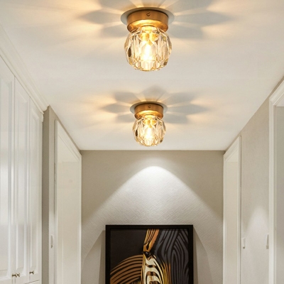 Creative Crystal Warm Decorative Semi Flush Ceiling Fixture for Corridor Hall and Bedroom