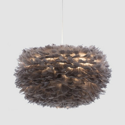 Feather Material Hanging Lights 3 Light Chandelier for Living Room