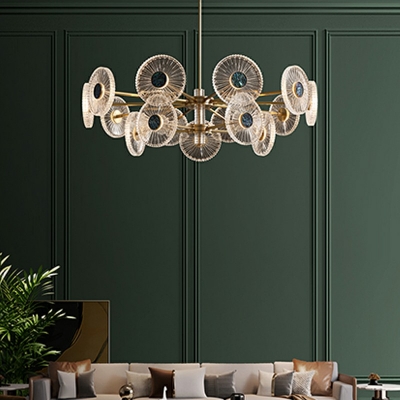 Modern Style LED Chandelier Light 15 Lights Nordic Style Crystal Metal Pendant Light for Dinning Room
