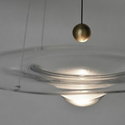 1-Light Ceiling Pendant Lamp Minimalist Style Dish Shape Glass Warm Light Hanging Fixture