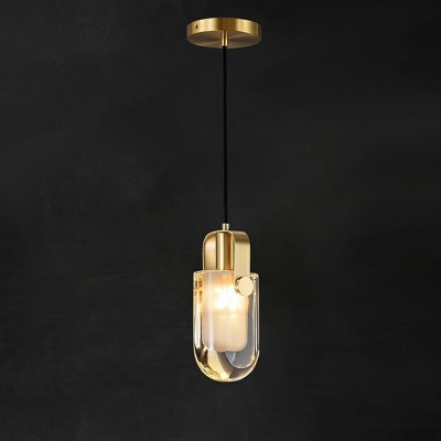 1 Light Modern Brass Crystal Hanging Ceiling Light Bedroom Minimalist Pendants Light Fixtures