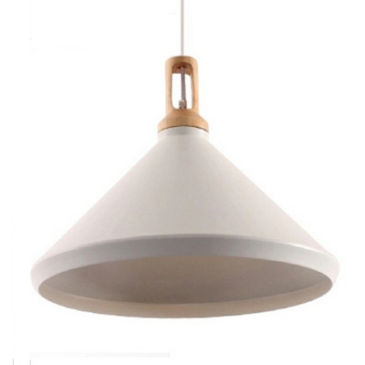 1-Light Pendant Light Fixtures Minimalist Style Cone Shape Wood Hanging Lighting