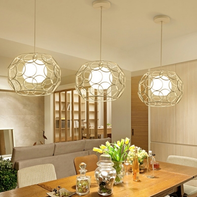 1-Light Suspension Lamp Contemporary Style Cage Shape Metal Pendant Ceiling Lights