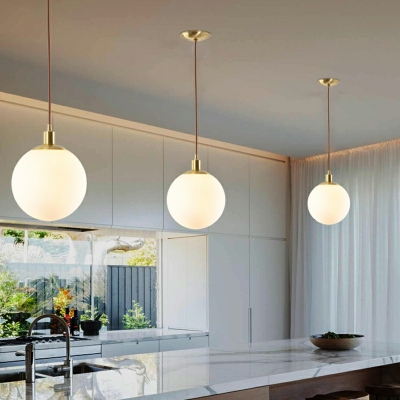 1-Light Suspension Lamp Contemporary Style Globe Shape Metal Pendant Ceiling Lights