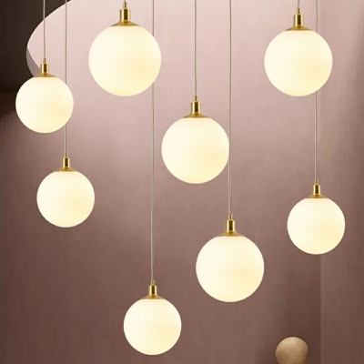 1-Light Suspension Lamp Contemporary Style Globe Shape Metal Pendant Ceiling Lights