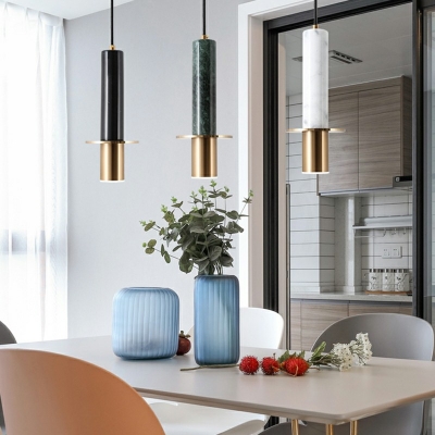 1-Light Suspension Lamp Contemporary Style Liner Shape Stone Warm Light Pendant Lighting Fixtures