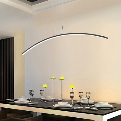 1-Light Suspension Light Minimal Style Arched Shape Metal Island Chandelier