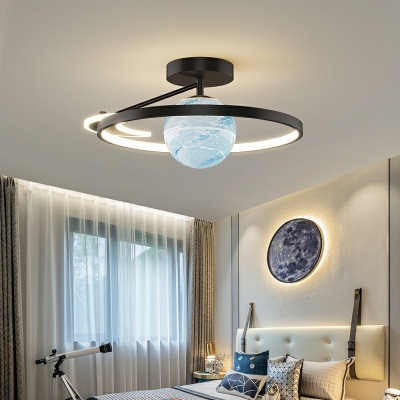 2-Light Flush Light Fixtures Minimalist Style Ring Shape Metal Ceiling Lighting