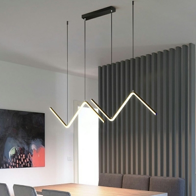 2 Lights Wave Shade Hanging Light Modern Style Acrylic Pendant Light for Living Room