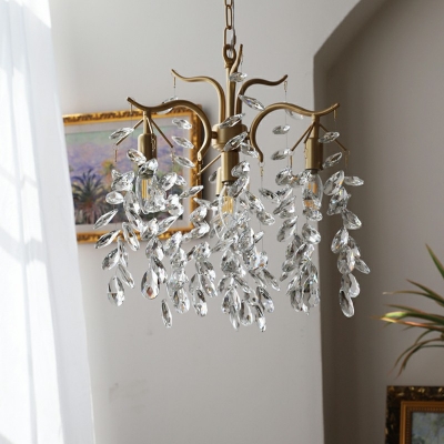 4-Light Hanging Ceiling Light Traditional Style Waterfall Shape Metal Chandelier Lights