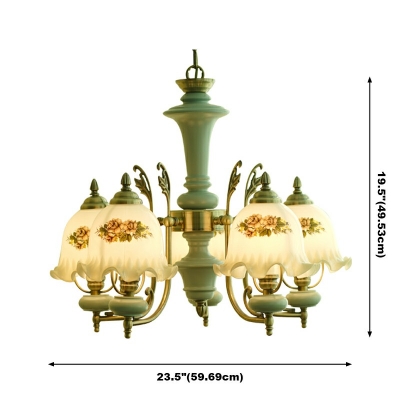 5-Light Ceiling Chandelier Traditional Style Bowl Shape Glass Suspension Light