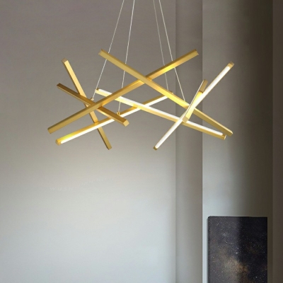 8 Lights Strip Shade Hanging Light Modern Style Acrylic Pendant Light for Living Room