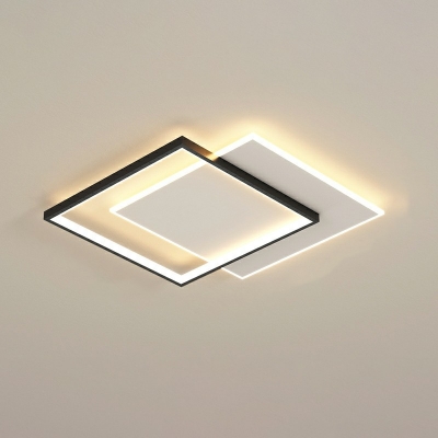 Black and White Led Surface Mount Ceiling Lights Square Shade Modern Style Acrylic Led Flush Mount Fixture for Dining Room