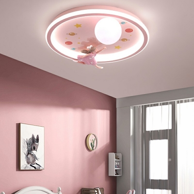 Children's Room Flush Ceiling Lights 1 Light Third Gear Flush Ceiling Light Fixture for Bedroom