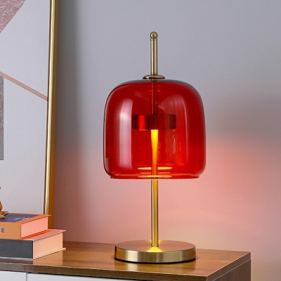Contemporary Table Light 1 Light Red Glass Nights and Lamp Warm Light for Bedroom