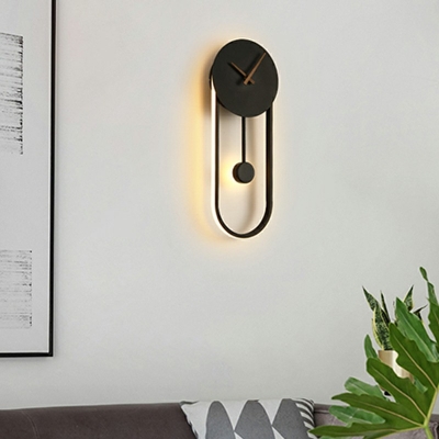 Creative Metal Clock Shape Sconce Wall Light for Bedroom and Hallway Background Wall