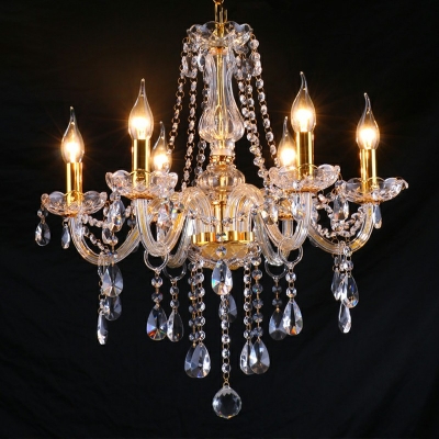 European Style Chandelier 6 Head Candle Shape Ceiling Chandelier for Living Room Cafe