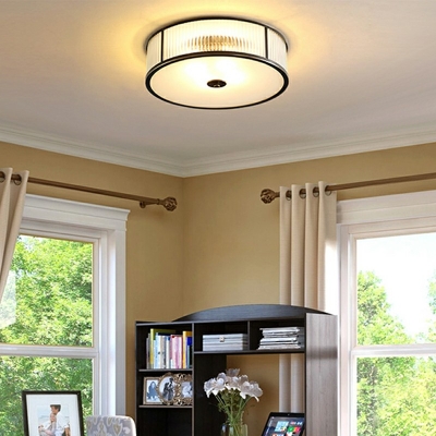 Gold Flush Mount Ceiling Light Fixture  Round Shade Modern Style Glass Led Flush Light for Living Room