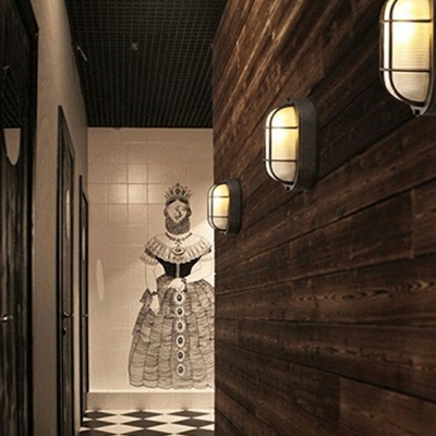 Industrial 1 Light Black Wall Light Sconces Vintage Flush Wall Sconce for Bedroom