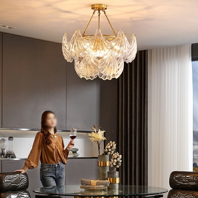 Modern Style Glass Chandelier Light 6 Lights Nordic Style Metal Pendant Light for Living Room Bedroom