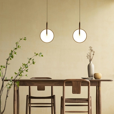 Modern Style LED Pendant Light Japanese Style Minimalism Wood Warm Light Hanging Light for Bedside