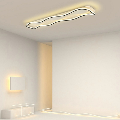 Modern Style Rectangle Ceiling Light Metal 1 Light Sconces in White