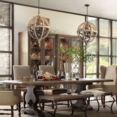 Modern Style Wood Chandelier Light Nordic Style Metal Pendant Light for Dinning Room
