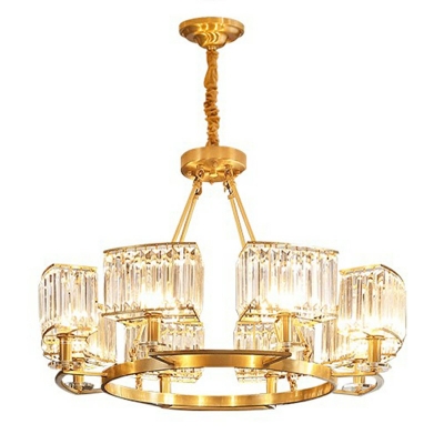 Ring American Brass Vintage Chandelier Traditional 8 Lights Glass Chandelier Pendant Light