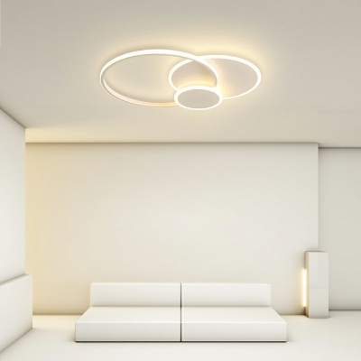 White Led Flush Light Round Shade Modern Style Acrylic Led Flush Mount Fixture for Dining Room