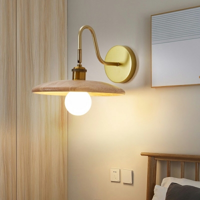 Wood 1 Light Wall Mounted Lighting Modern Minimalism Flush Wall Sconce for Bedroom