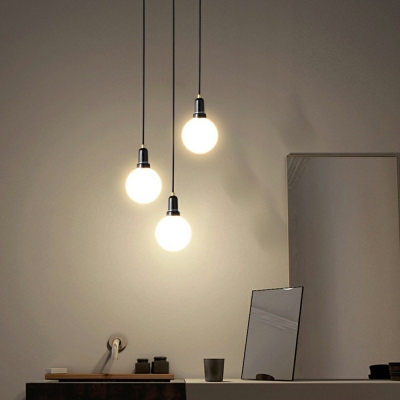 1-Light Suspension Lamp Contemporary Style Globe Shape Stone Pendant Lighting Fixtures